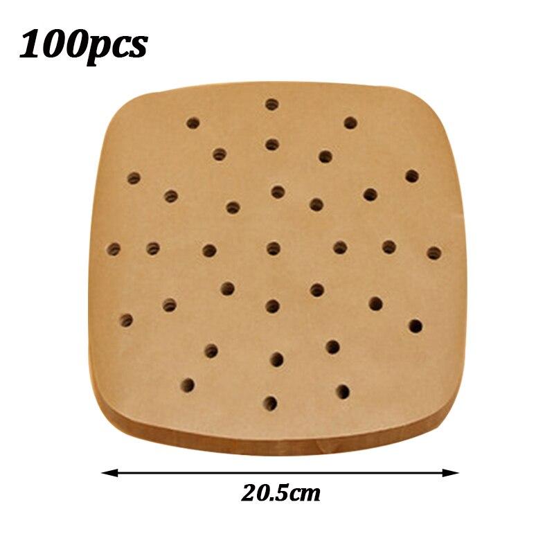 

100 шт. бумага для фритюрницы, одноразовые вкладыши для пароварки, кухонные формы для выпечки, бумага для выпечки, антипригарный коврик для пропаривания 20.5cm