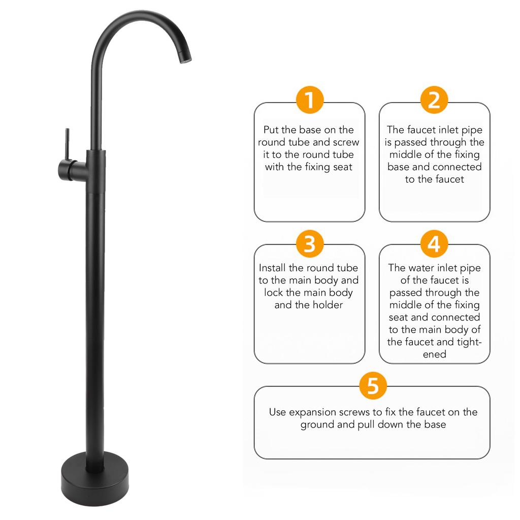 Freestanding Bathtub Faucet European Style Brass Stainless Steel Without Hole Floor Stand Tap for Column Type Basin