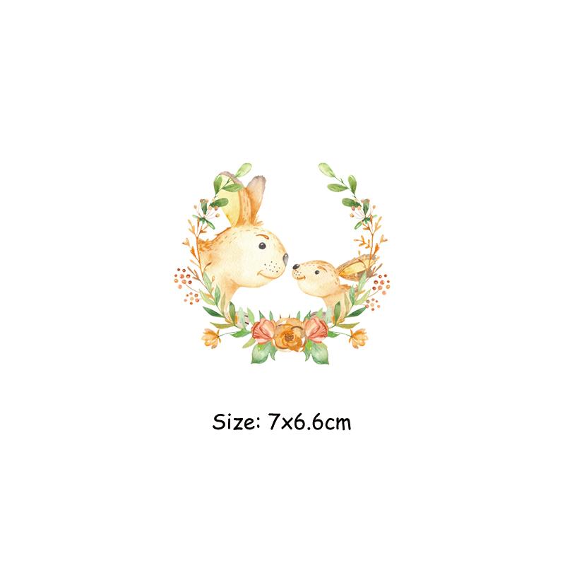 

Милые наклейки с кроликом, детские виниловые наклейки «сделай сам», моющиеся термопрессом, наклейки для одежды, нашивка с цветком и животным