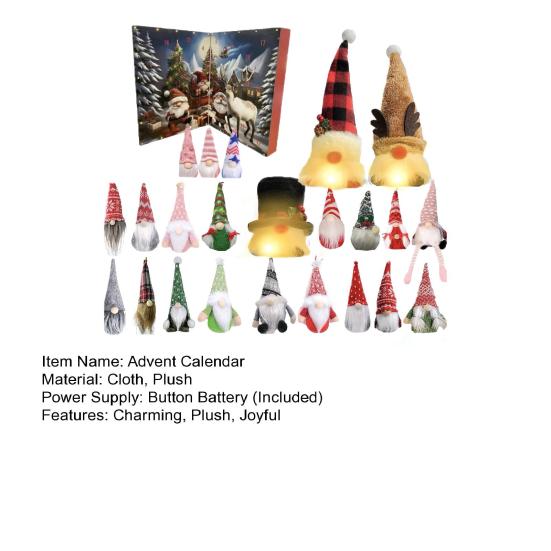 Gnome Advent Calendars 2025 24 Days Christmas Countdown Calendar with 24 Collectible Figures Light-Up Gnome Ornaments for Home Decor
