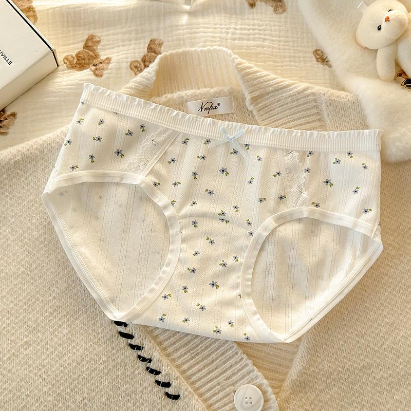 

Women s Spring Summer Simple Cotton 10A Antibacterial Extended Crotch Traceless Mid Waist Briefs XL білий/синій
