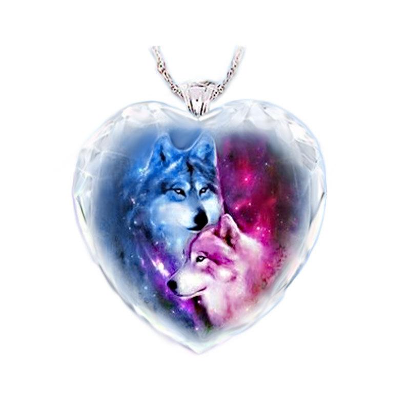 Yunjin wish new wolf crystal necklace series heart-shaped crystal wolf necklace pendant, specially for