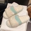 Fashion New Flat Bottom Furry Slippers Warm Home Room Plush Cotton Slides for Women Casual Soft Sole Autumn Winter Open Toe Pantoffels