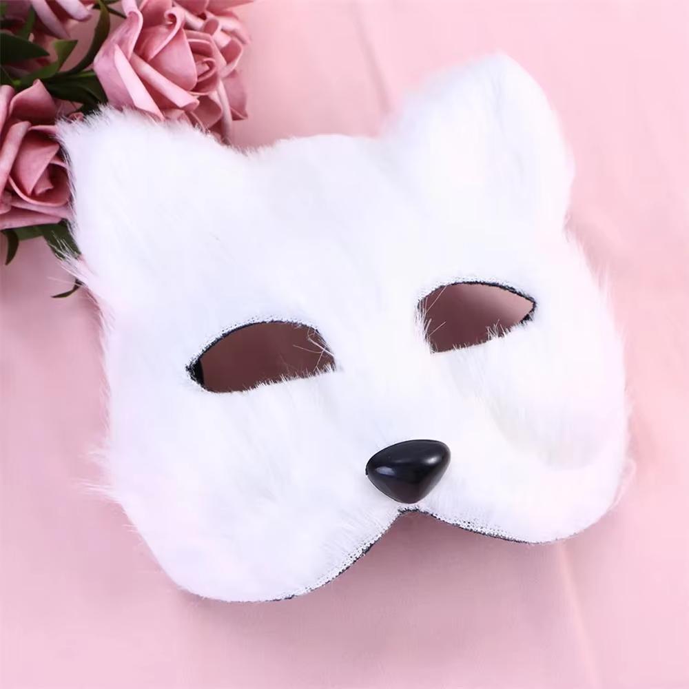 Fox Face Mask Shape Half Face Eye Mask Sexy Imitation Cat Fur Animal Mask Christmas Carnival Party Role-playing Costume Props