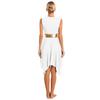 Womens Party Dance Dress V Neck Sleeveless Color Block Patchwork Irregular Hem Performance Outfit