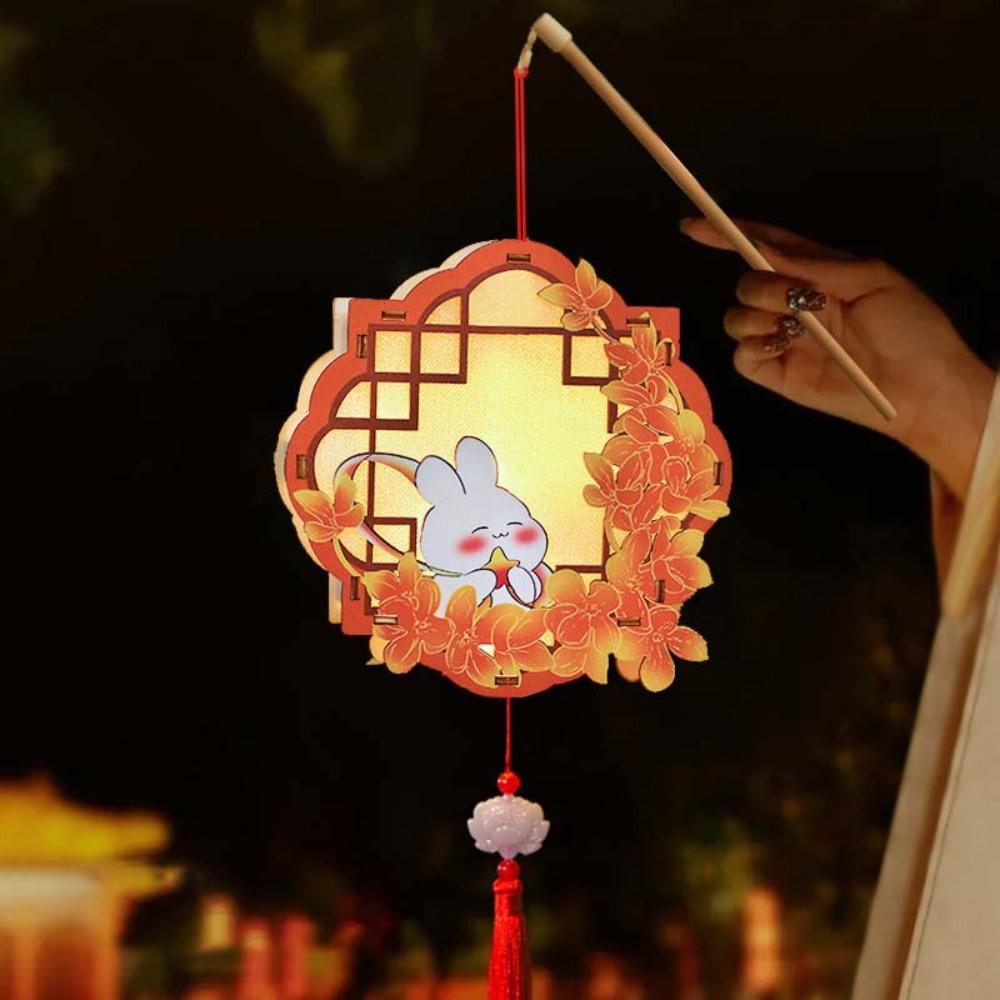 LED Strings Rabbit Lanterns Craft Material Festival Nightlight Glowing Flower Lamp  Moon Festival Style 6