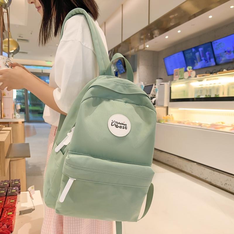 Women's Schoolbag Lightweight Backpack College Style High School Student Solid Color Backpack