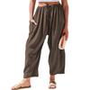 2026 Spring/Summer Women's Elastic Waist Pleated Mid-Waist Straight-Leg Loose Casual Cropped Pants
