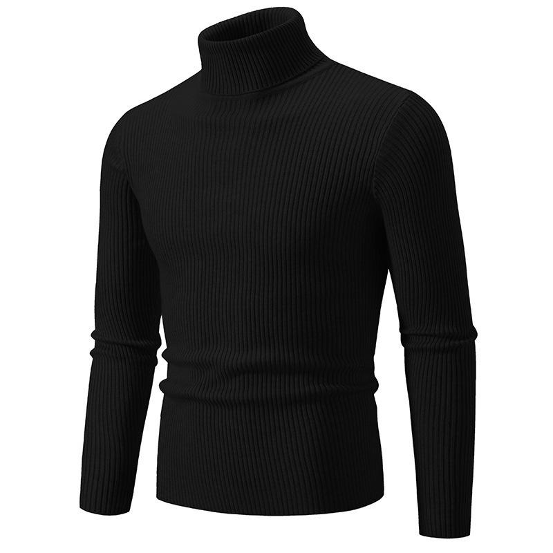 Herren Pullover Herbst/Winter 2024 Hoher Kragen Unifarben Lässig Gestrickt