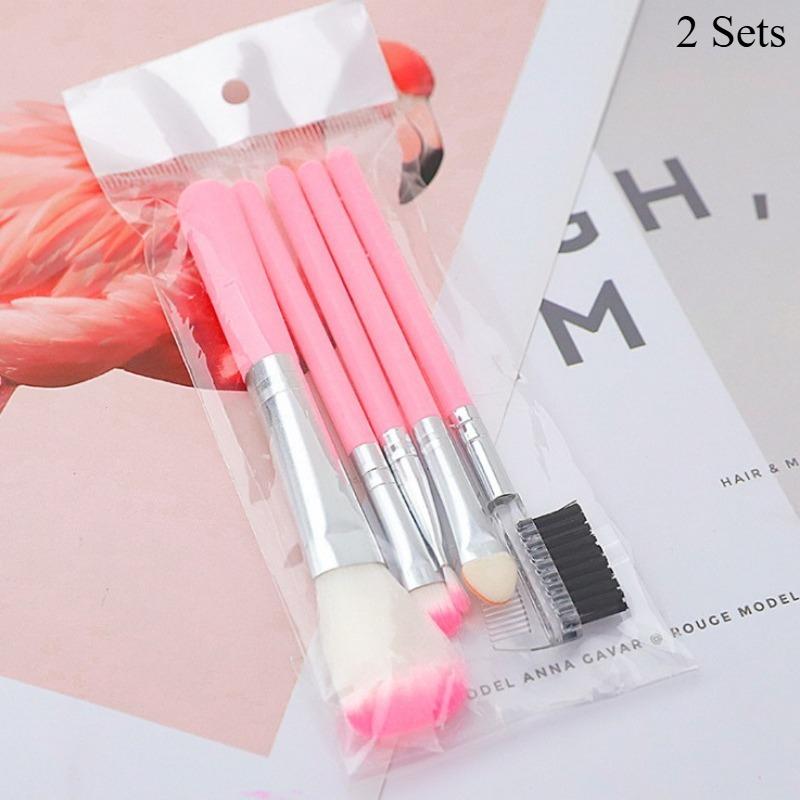

10 шт./2 набора Кисти для теней, тональной основы, румян, бровей, подводки для глаз, ресниц, губ, Инструменты для макияжа 2 Sets розовый