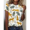 Summer Round Neck 3D Cat Print Top Fashionable Casual Short Sleeved Women's T-shirts