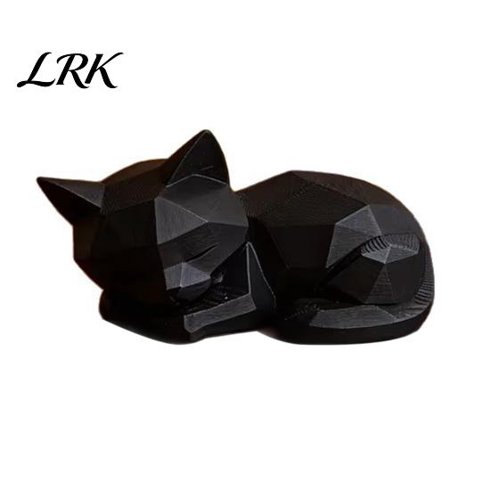Nordic Style Cat Decoration Geometric Sleeping Figurine, 3D Printed Minimalist Statue, Statue Abstract Animal Sculpture for Desk Shelf Home