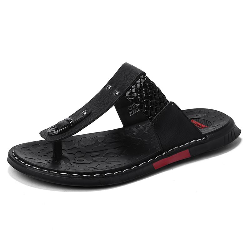 WOTTE Men Sandals 2024 Summer Cow Leather Fashion Classics Casual Men SFlip Flops Non-Slip Men Summer Shoes Chanclas Hombre