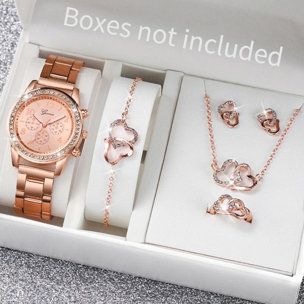 Popular Luxury Set, Bracelet Watch, Diamond-Encrusted Women'S Five-Piece Gift Box, Quartz Watch