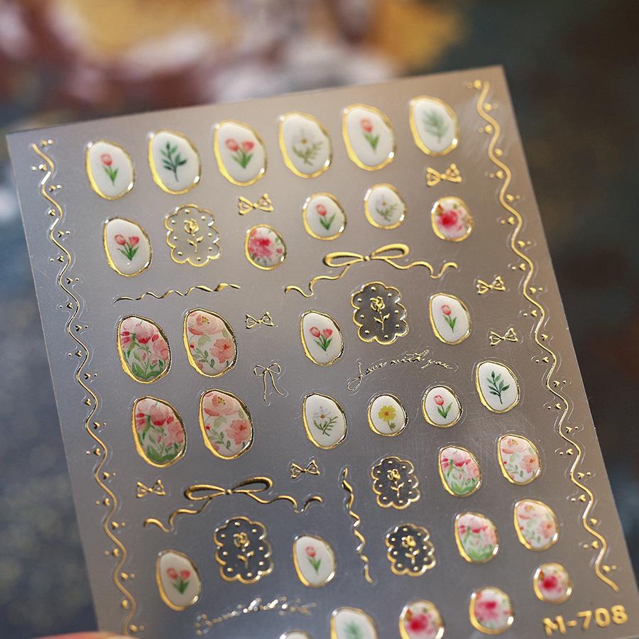1 PCS 5D Glitter Light Pink Begonia Flower Nail Art Sticker Exquisite Design High Quality Decorative Decal Nail Sticker