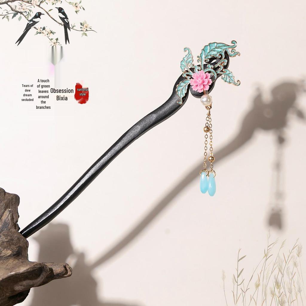 Ancient-Style Wooden Tassel Hairpin for Women - Hanfu Chinese Ornaments & Accessories