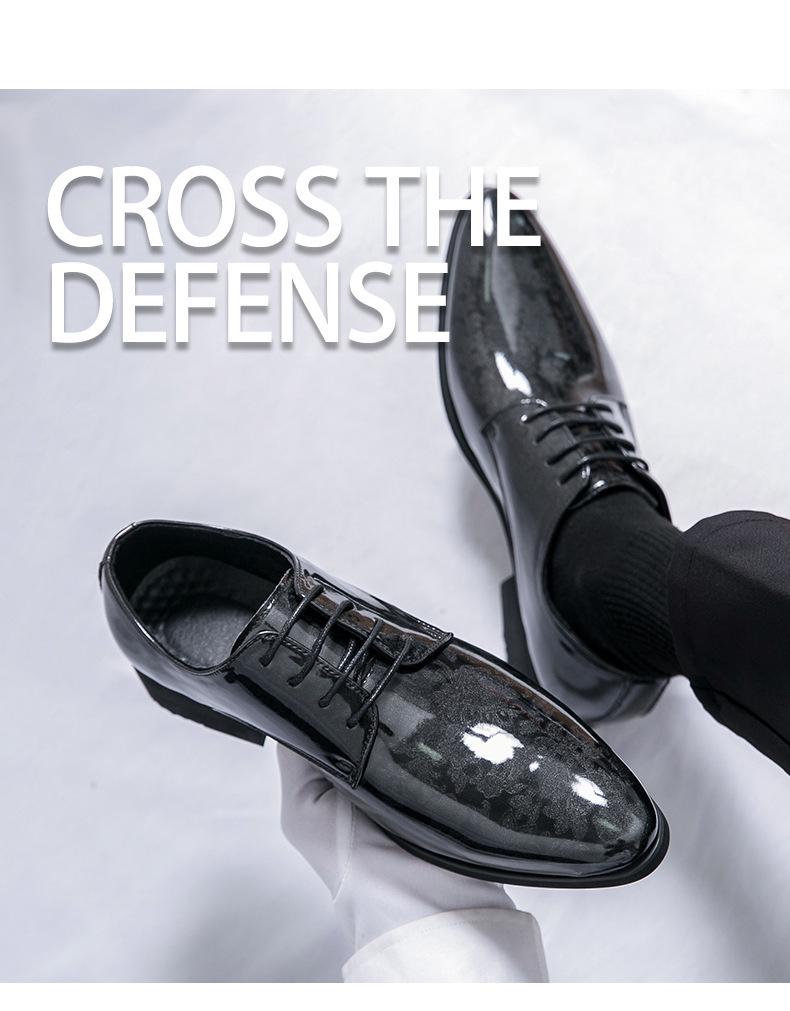 Men's Glossy Patent Leather Pointed Toe Dress Shoes, Size 48 - Perfect for Weddings and Formal Business Occasions