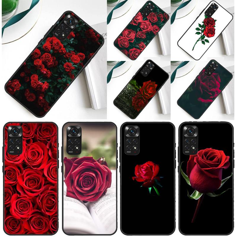 Red Rose Case For Xiaomi Redmi Note 13 Pro 14 12 9 10 11 Pro 10S 11S 12S Redmi 10C 13C 14C 12C Cover