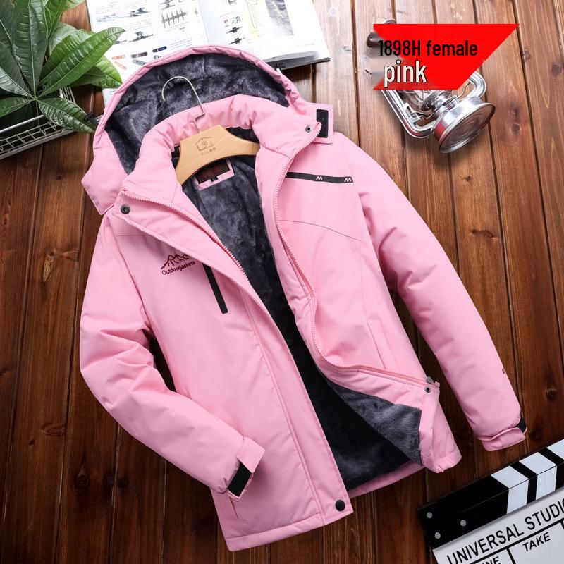 Men's Waterproof Fleece-Lined Winter Jacket for Mountaineering, Camping, and Travel
