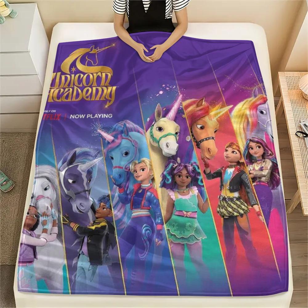 

1pc Unicorn Academy Print Flannel Blanket, High quality Comfortable for All Seasons, Home Decor, Warmth and Comfort, Perfect for Christmas Gifts95 80cm x 120cm