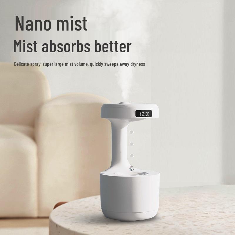 Intelligent Silent Anti-Gravity Humidifier with Water Droplet Backflow and Nanoscale Mist
