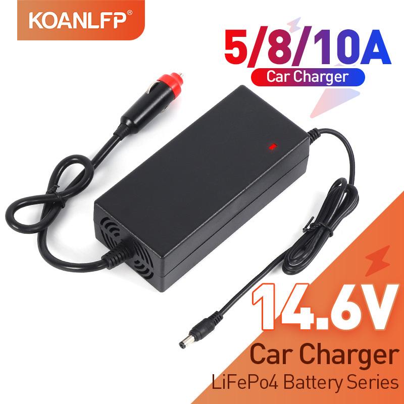 

14.6V 5A 8A 10A Car LiFePO4 Battery Charger 12V Car Cigarette Lighter Charger 14.4V Lithium Iron Phosphate for Car Charger 5A