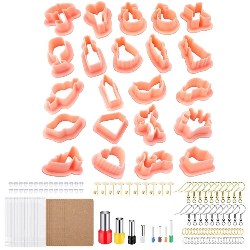 1Set Clay Earring Making Kits with Plastic Cutters Clay Tools and Earring Accessories for Clay Earrings Jewelry Making