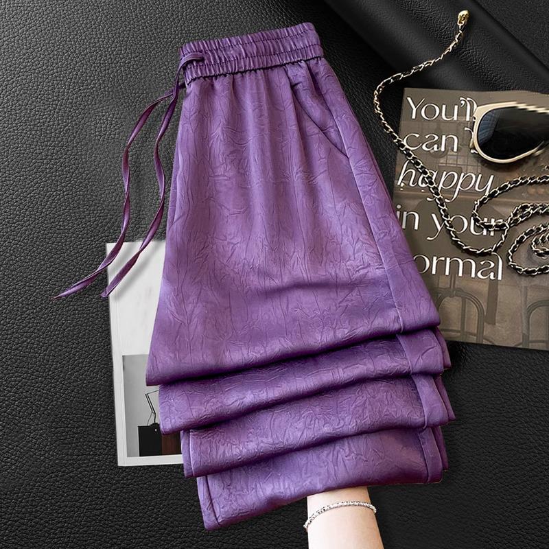 Pink Printed Wide-Leg Pants for Women - Spring/Summer 2025: Comfortable, Versatile, Sun Protection, Casual Style