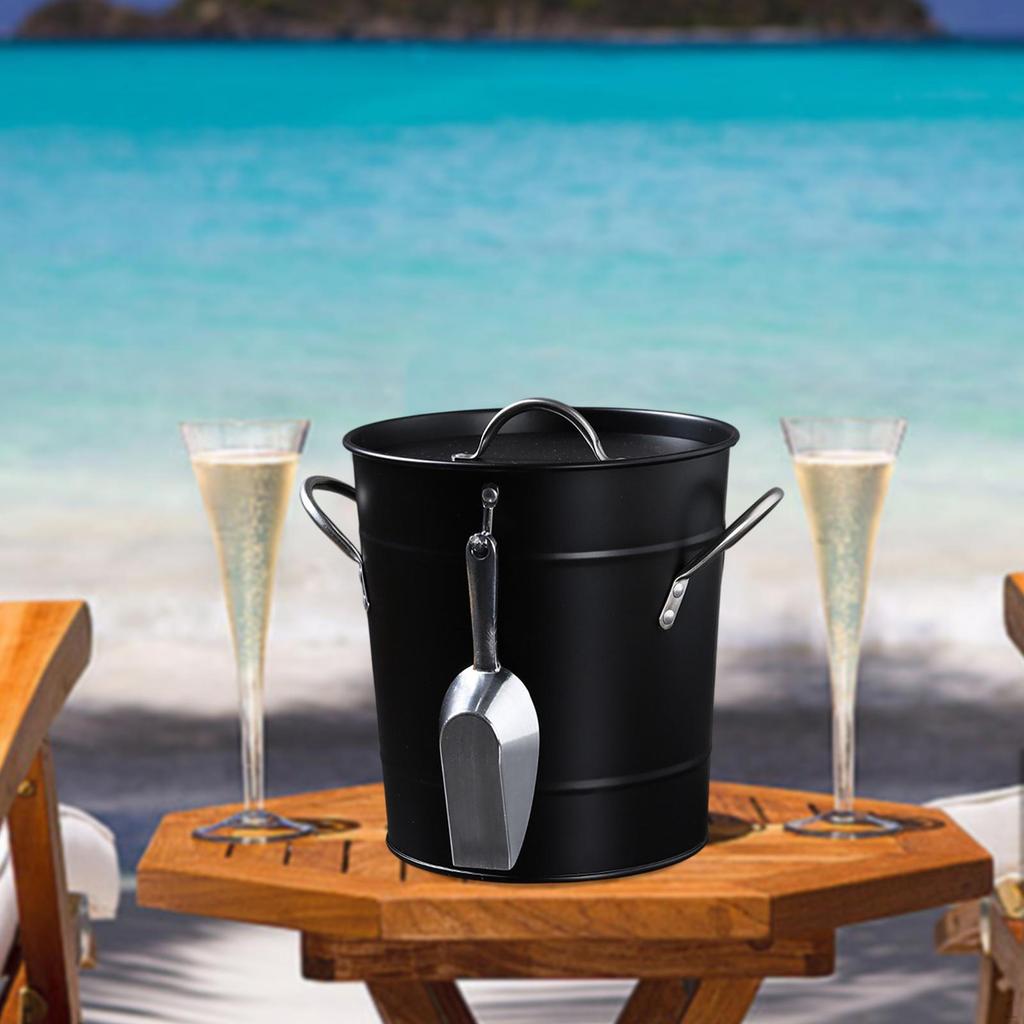 Double Wall Ice Bucket Champagne Retro with Handle Wine Beverage Tub for Chilling