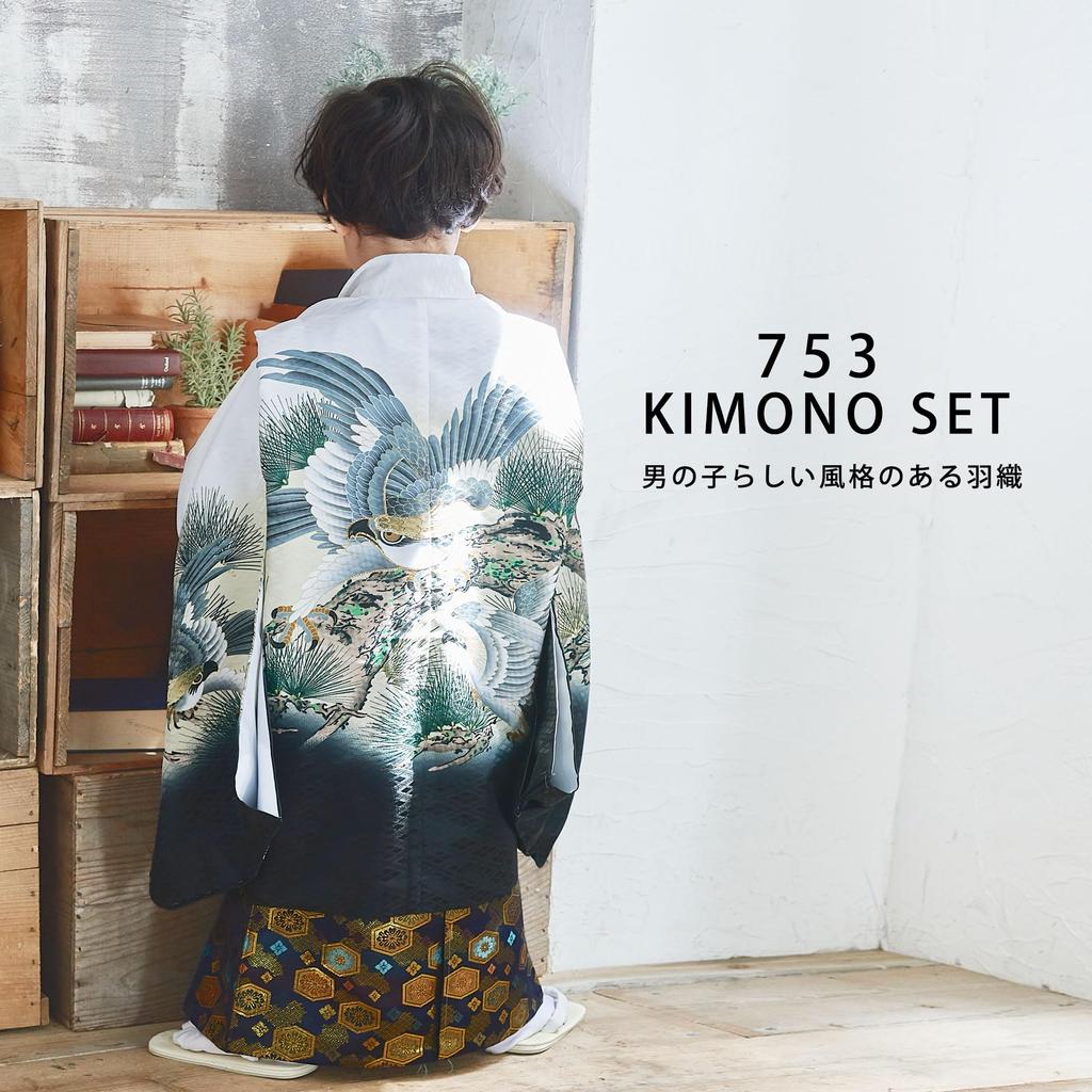 Ensemble Full 753 Paintings years [NISHIORI] Shichi-Go-San Boys' Haori, Hakama, Kimono, Set, Set, (3 old, B-6)