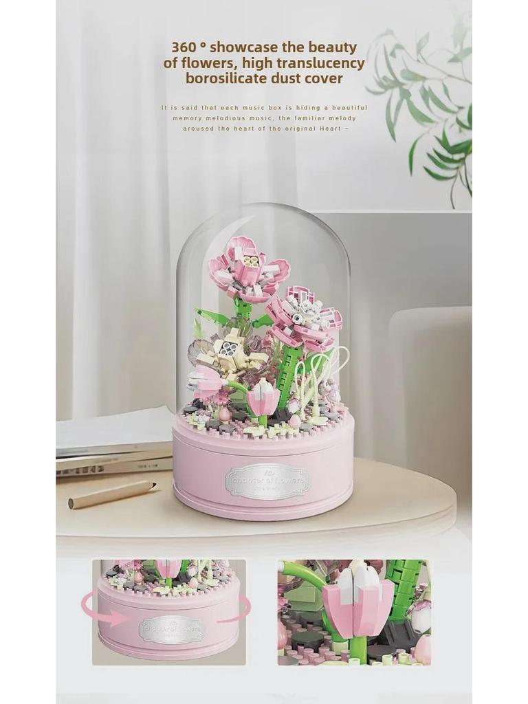 Eternal Rose Music Box Bouquet: Adult Assembled Valentine's Day Gift and Desktop Ornament