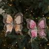 With Clip Christmas Butterfly Pendant Glitter Christmas Tree Pendant  Home Decorations
