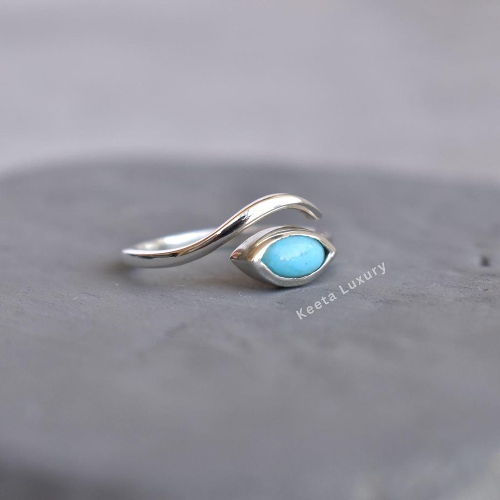 Genuine Turquoise ring , Turquoise stylish ring , Sterling silver fashion ring , Handmade crystal ring , new beginning blue stone ring