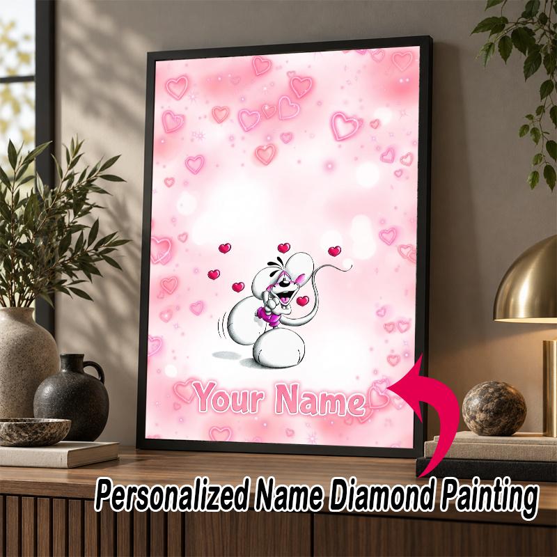 Custom Name Diddl 5D Diamond Painting Personalized Full Drill Diamond Art Kit Gift