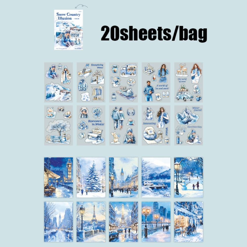 20 Blatt Tagebuchaufkleber Wasserdichter Scrapbook-Aufkleber Neues Aufkleberbuch Schreibwaren