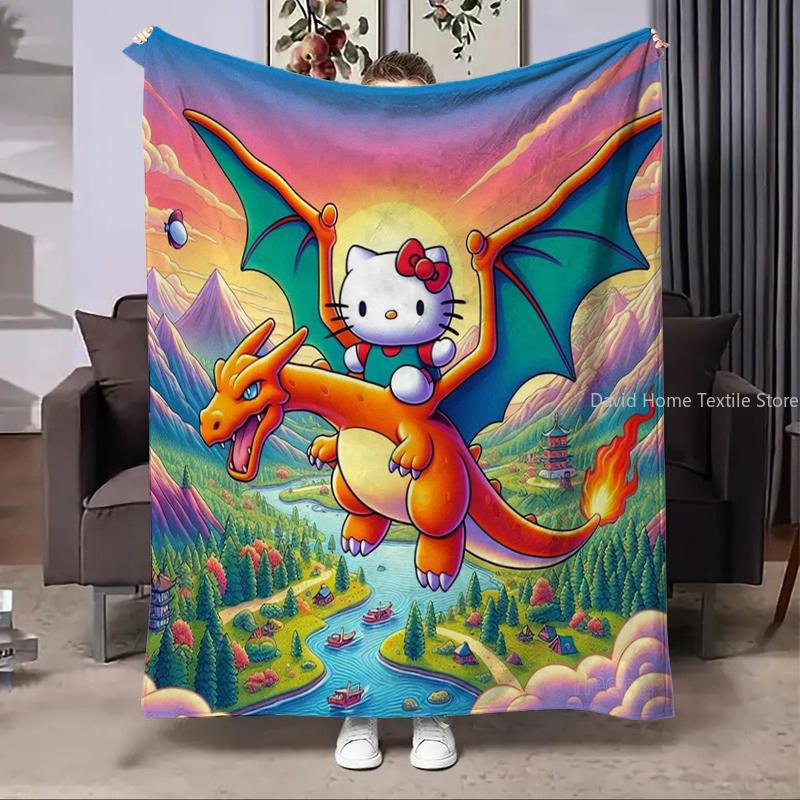 Charizard Pokemon Fire Dragon Anime Flannel Blanket Fluffy Children Adults Sofa Plush Bedspread Throw Lunch Blanket for Sofa Bed
