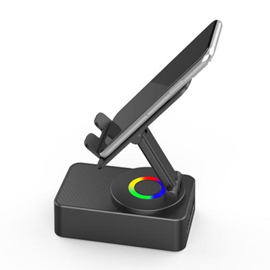 Yousheng Phone Stand Cell Phone Mount with Wireless Bluetooth-Compatible Speaker & LED Base Surround Sound Phone Holder for IPhone Home Outdoor Use