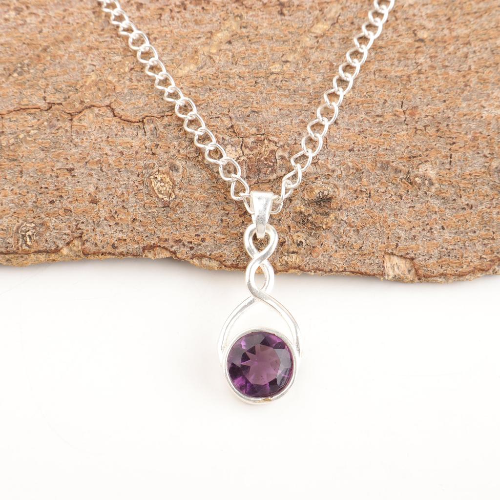 Amethyst Gemstone Jewelry, 925 Solid Sterling Silver Pendant, Handmade Gorgeous Silver Chain Jewelry For Wedding Gift
