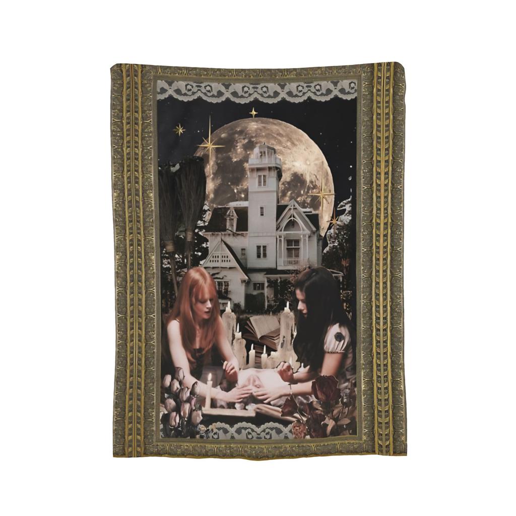 Practical Magic Witchy Halloween Love Vintage Witch Magic Blankets Flannel Warm Throw Blankets for Bedding Lounge Textile Decor