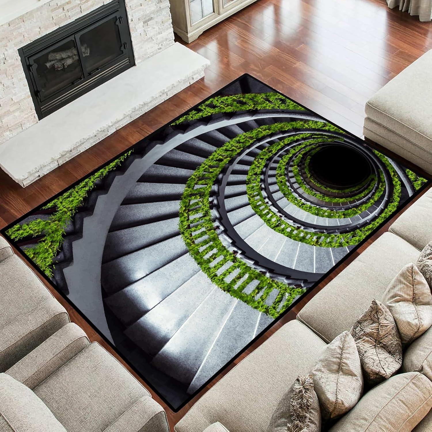 

3D Lava Illusion Rug Burning Magma Area Rug Visual Trap Floor Mat Creative Non-Slip Carpet for Living Room Bedroom Home Decor 50cm x 80cm
