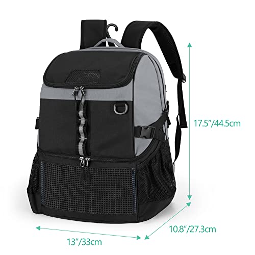 GOBUROS Basketball Backpack, Basketball Bag, Backpack for Basketball, Soccer, Volleyball, Gray