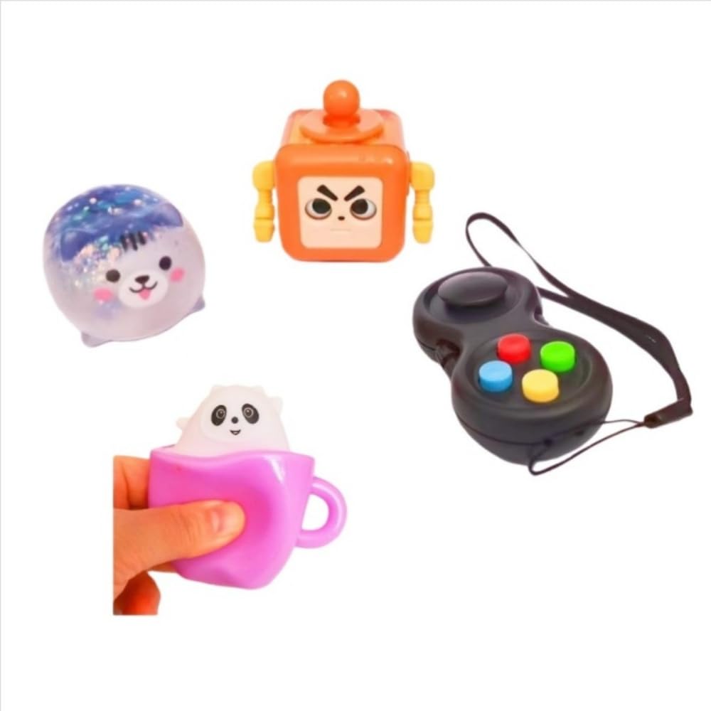 

Fidget Pad, Infinite Button Clicker Toy, Focus, Relaxation, Stress Relief, Time Killer, Squeeze Ball, Fidget Toy for Adults and Kids, 4-Piece Set