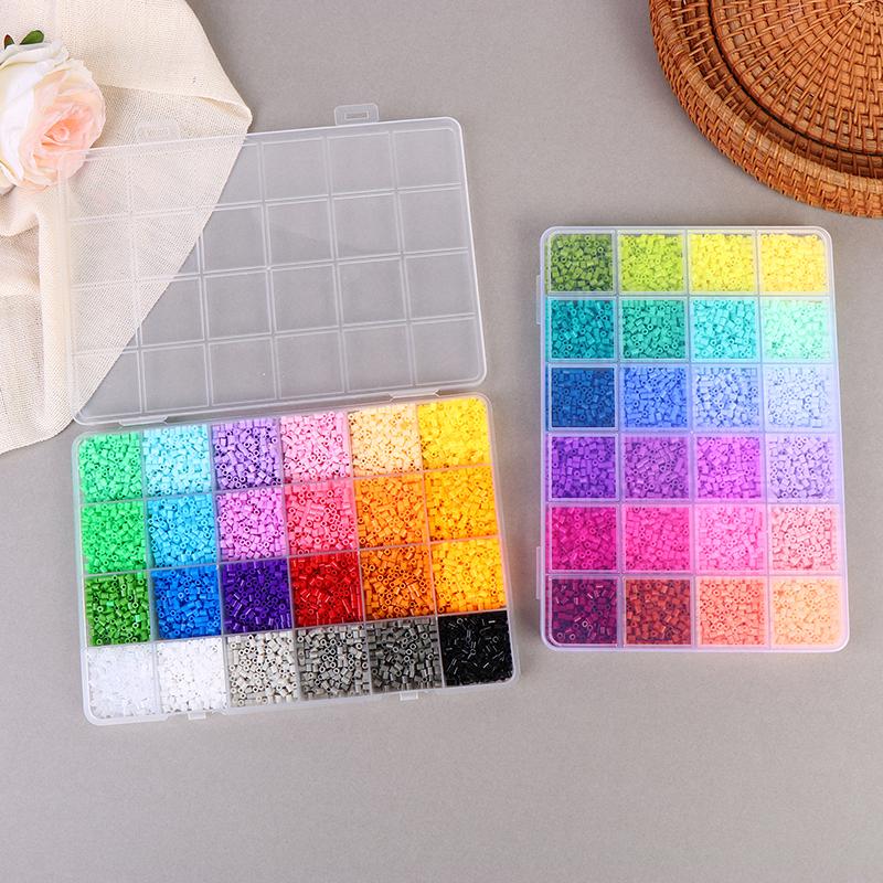 24Colors/Set Each Grid Contains 400Pcs Mini Beads Fuse Beads Puzzles Beads For Kids Diy High Quality Puzzles Handmade Gift Toy