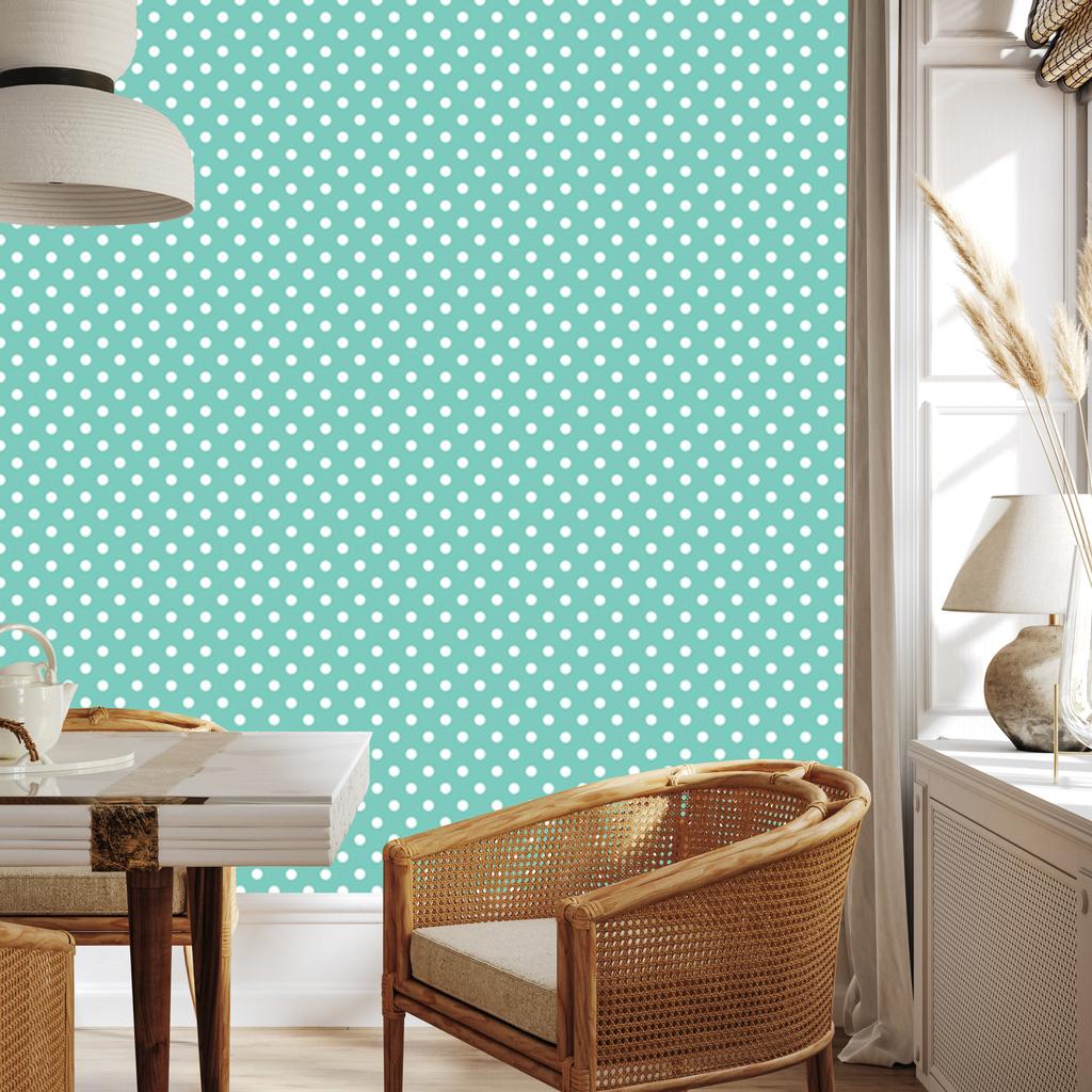 Mint and Sea Dots Wallpaper, Mint Background for Living Room and Bedroom 50x1000