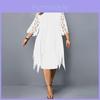 Polyester Chiffon Dress With Splice Pattern And Mid Length For Office Wear