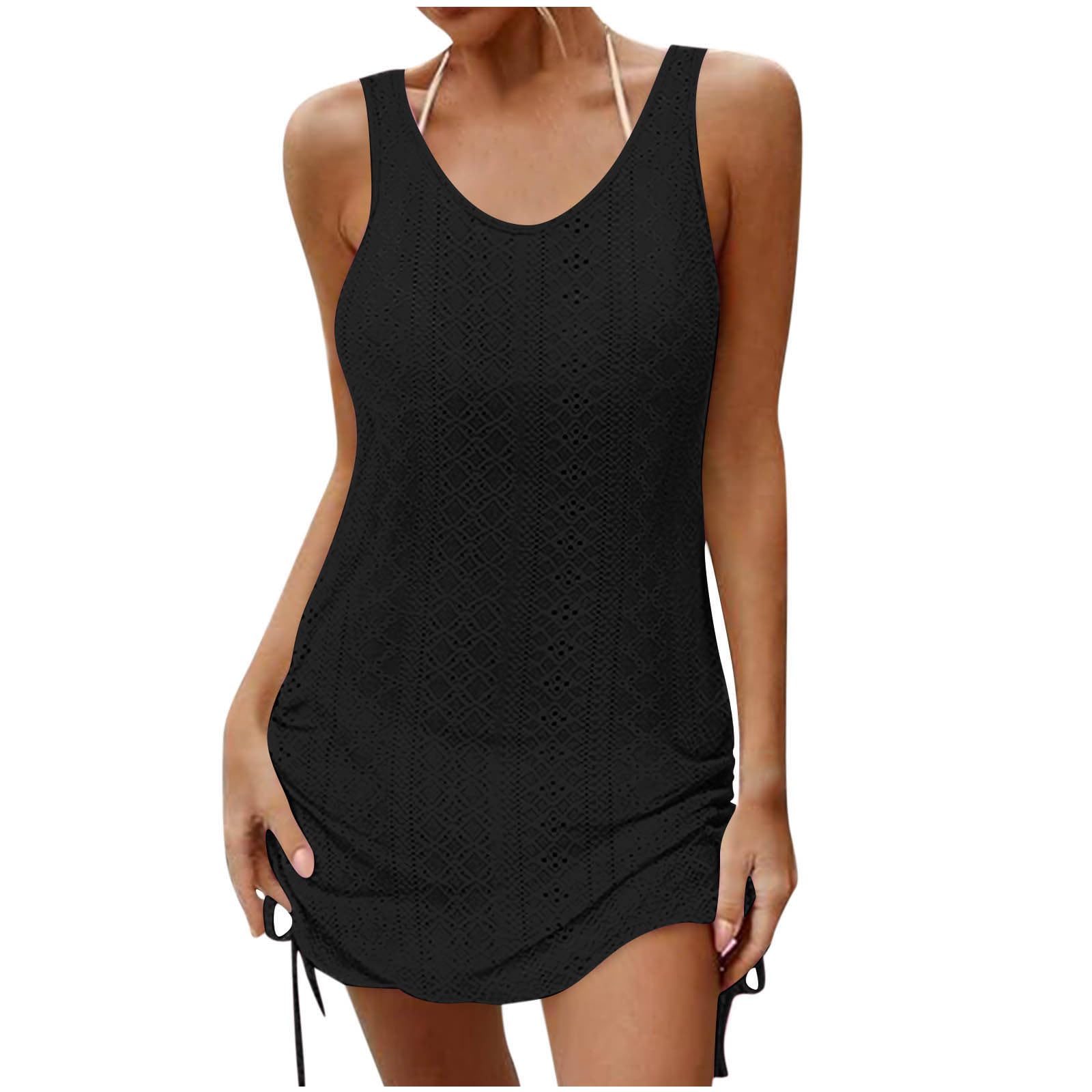 

Women s Crochet Dresses Round Neck Sleeveles Casual BacklessDress XL чёрный