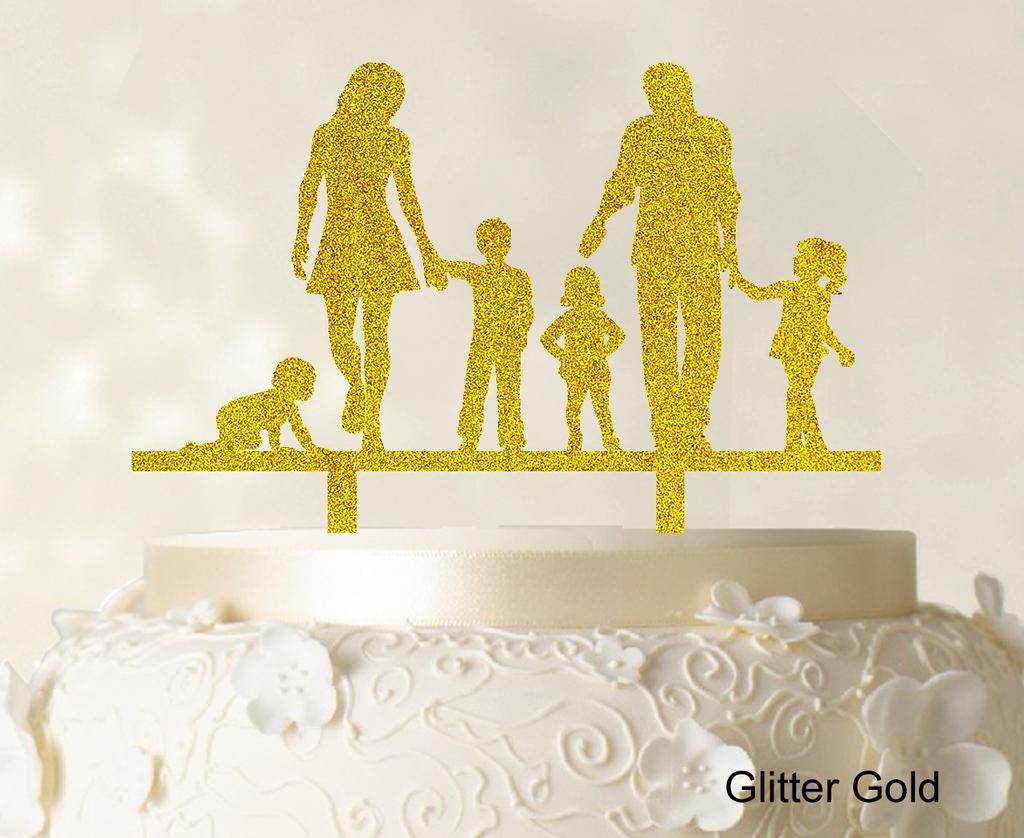Personlig familiekaketopper Egendefinert silhuett Bryllupskake Topper Kakedekorasjoner Tilgjengelig 6"-7" tommer