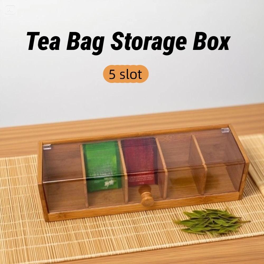 5 Slots Coffee Capsule Storage Box Bamboo Desktop Sundries Organizer  Household