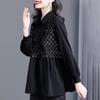 Women Plus Size 4XL Long Sleeve Tops Comfortable Splicing Shirt Autumn Black Female Tops