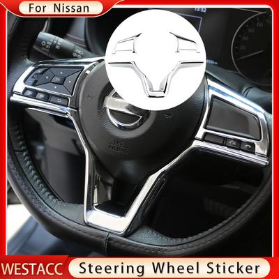 Auto Stuurwiel Panel Knop Cover Trim Sticker voor Nissan Xtrail T32 Rogue Note Qashqai J11 Versa Juke Micra Kicks blad